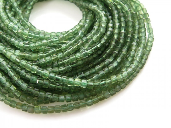 AA Green Apatite Faceted Cube Beads 2.5mm ~ 15'' Strand