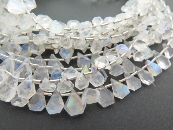 AA Rainbow Moonstone Faceted Fancy Cut Briolettes 6-8mm ~ 8'' Strand