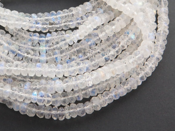 AA+ Rainbow Moonstone Faceted Rondelle Beads ~ Various Sizes ~ 15'' Strand
