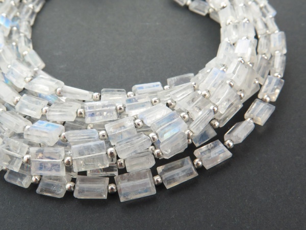 AA Rainbow Moonstone Faceted Baguette Beads 4.5-8mm ~ 9'' Strand