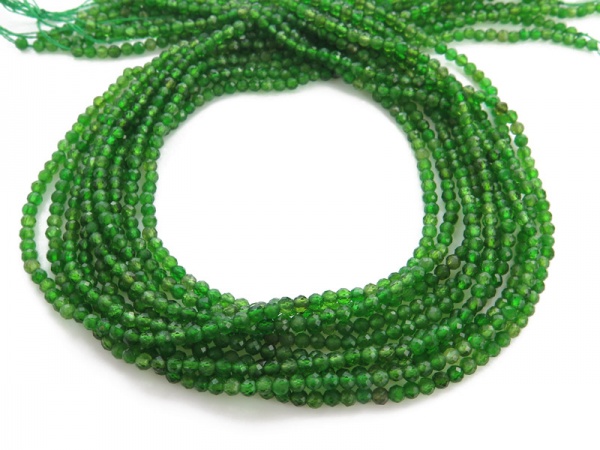 AA Chrome Diopside Micro-Faceted Round Beads 3mm ~ 15'' Strand