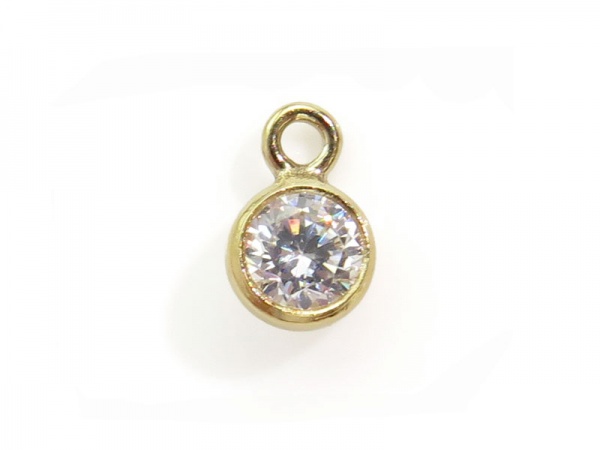 Cubic Zirconia Gold Filled Charm ~ Brilliant White ~ 3mm
