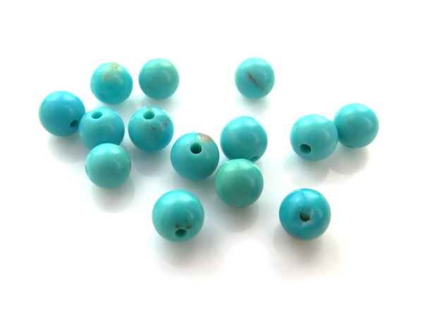 AA Turquoise Smooth Round Ball ~ Half Drilled ~ Various Sizes ~ SINGLE