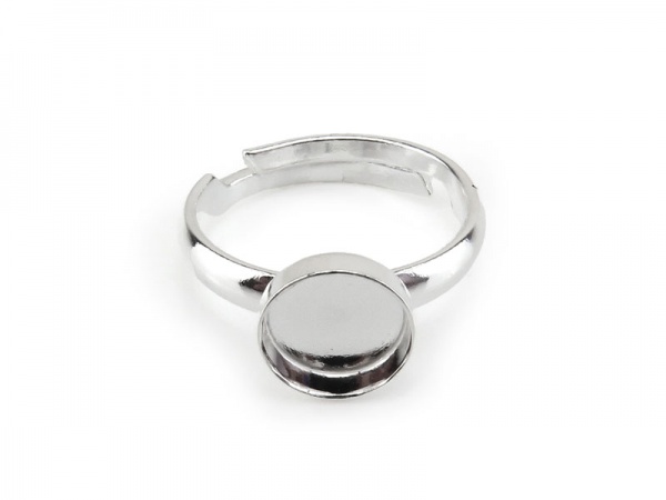 Sterling Silver Adjustable Ring with Bezel Cup 8mm