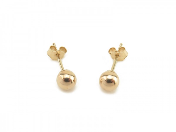 9K Gold Ball Ear Studs 4mm ~ PAIR