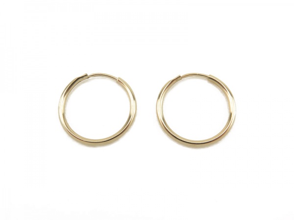 9K Gold Earring Hoop 14mm ~ PAIR