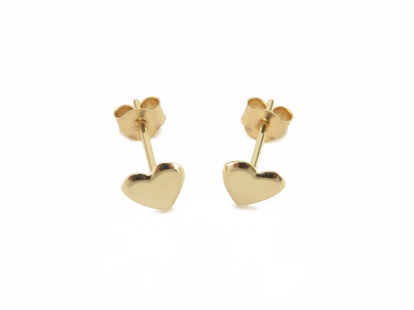 9K Gold Heart Ear Studs 4.5mm ~ PAIR