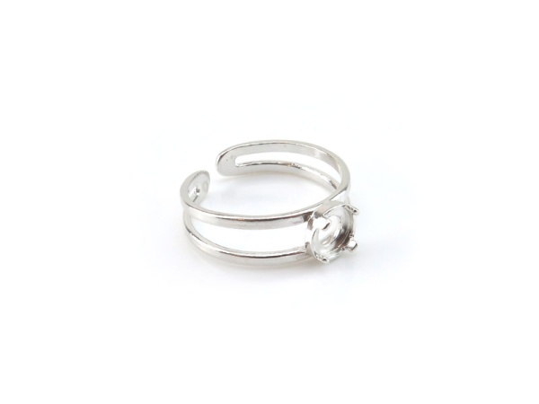 Sterling Silver Adjustable Ring with Claw Setting 5mm