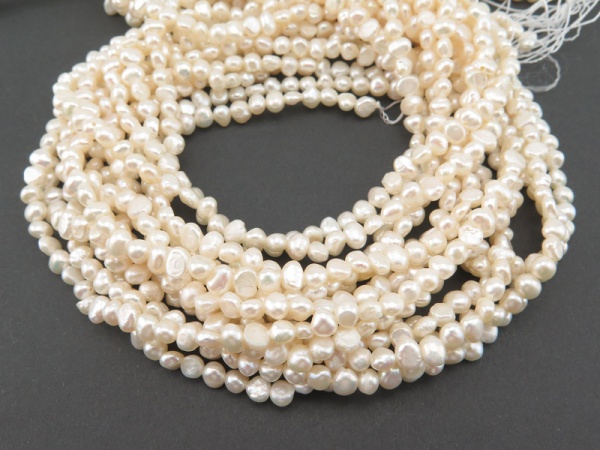 Freshwater Pearl Ivory Cross Drilled Beads 5mm ~ 15.5'' Strand