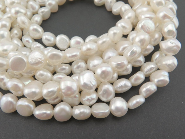 Freshwater Pearl Ivory Cross Drilled Beads 8.5mm ~ 15.5'' Strand