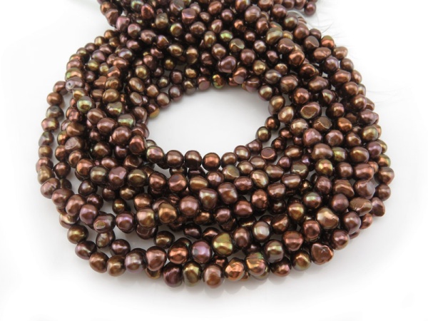 Freshwater Pearl Bronze Cross Drilled Beads 7.5mm ~ 16