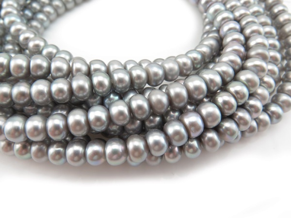 Freshwater Pearl Silver Grey Button Beads 7mm ~ 16'' Strand