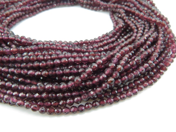 AAA Rhodolite Garnet Micro-Faceted Round Beads 3mm ~ 15.5'' Strand