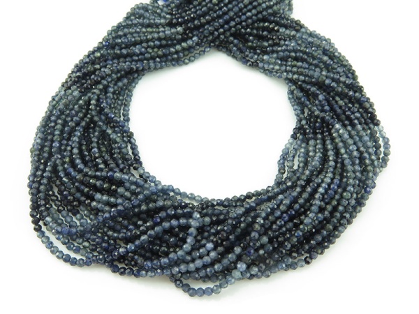 Blue Sapphire Micro-Faceted Round Beads Strand