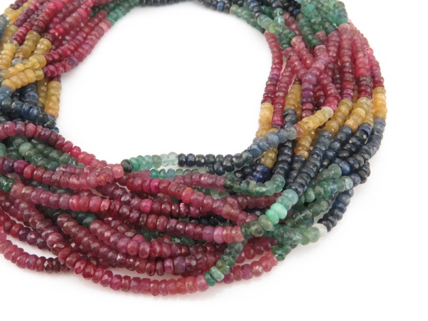 Precious Multi-Gem Micro-Faceted Rondelles 16