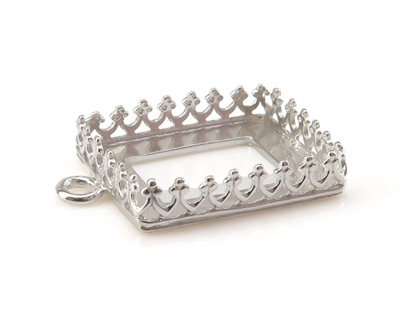 Sterling Silver Gallery Wire Rectangle Bezel Pendant 16mm x 12mm