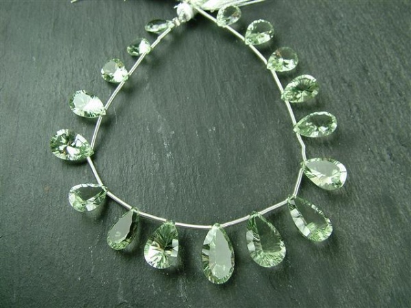 AA+ Green Amethyst Faceted Concave Pear Cut Briolette ~ SINGLE ~ Various Sizes