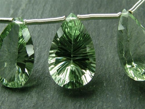 AAA Green Amethyst Faceted Concave Pear Cut Briolette ~ SINGLE ~ Various Sizes