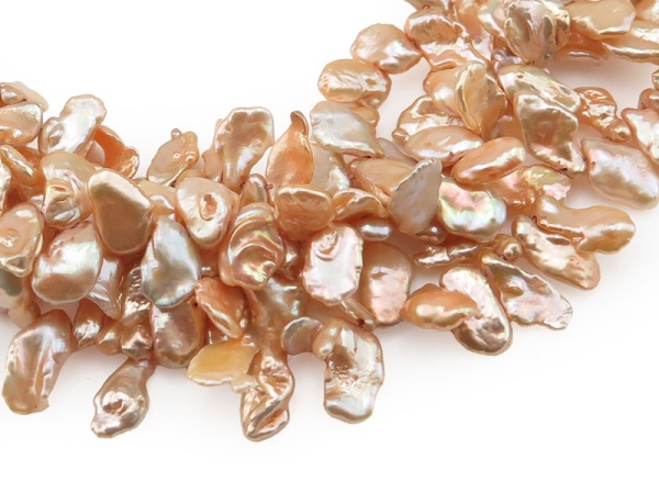Freshwater Pearl Pale Yellow/Brown Top Drilled Keishi Beads 8-10mm ~ 16'' Strand