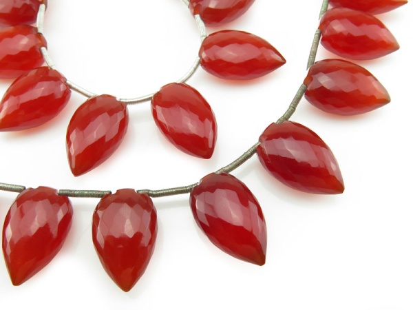 AAA Carnelian Micro-Faceted Pear Briolettes 15-16mm (10)