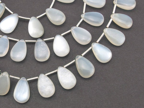 AAA White Moonstone Smooth Pear Briolettes 12.5mm (10)