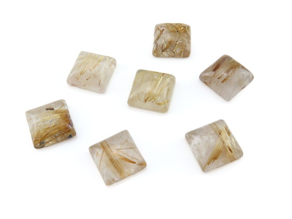 Golden Rutilated Quartz Square Cabochon 10mm x 10mm