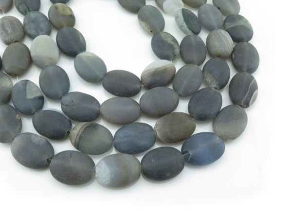 Agate Geode Matt Oval Beads 15
