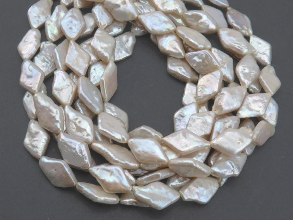 Freshwater Pearl Ivory Diamond Beads 14-15mm ~ 16'' Strand