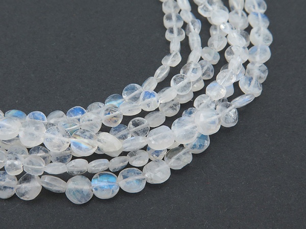 AA Rainbow Moonstone Faceted Coin Beads Various Sizes 10