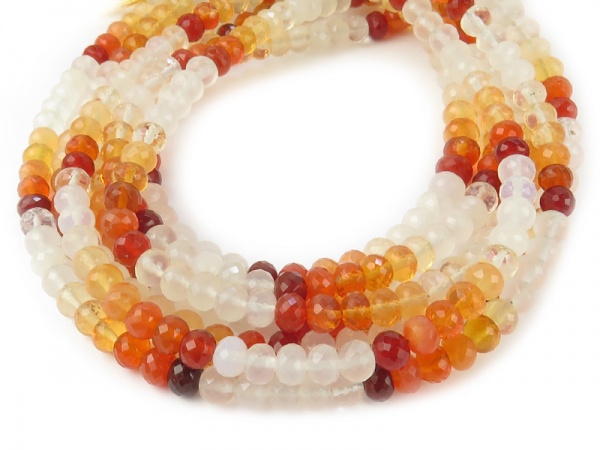 AA+ Fire Opal Micro-Faceted Rondelles ~ Various Sizes ~ 8.5'' Strand