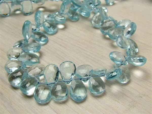 AA+ Sky Blue Topaz Faceted Pear Briolettes 6mm