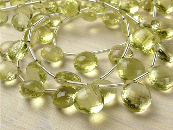 AA+ Lemon Quartz Micro-Faceted Heart Briolettes ~ Various Sizes