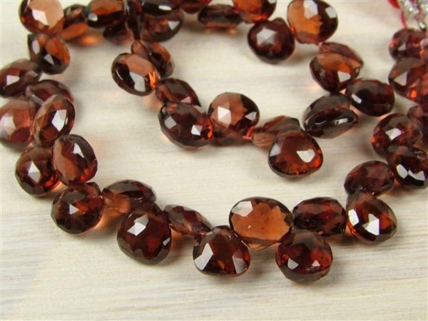 AA Garnet Micro-Faceted Heart Briolettes 4.5-5.5mm ~ 8'' Strand