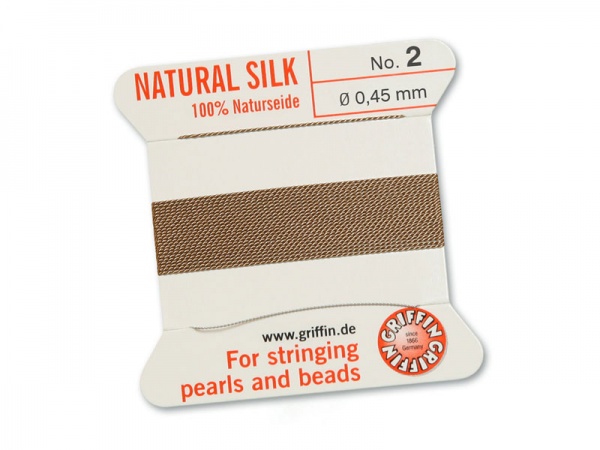 Griffin Silk Beading Thread & Needle ~ Size 2 ~ Beige