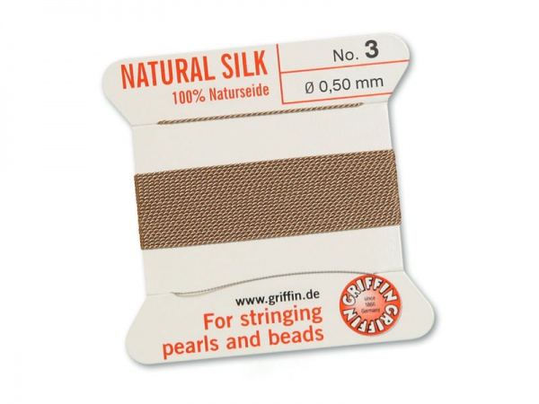 Griffin Silk Beading Thread & Needle ~ Size 3 ~ Beige