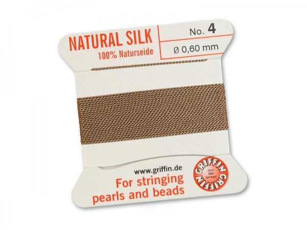 Griffin Silk Beading Thread & Needle ~ Size 4 ~ Beige