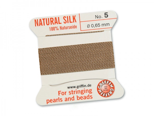 Griffin Silk Beading Thread & Needle ~ Size 5 ~ Beige