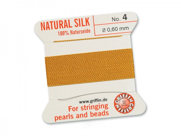 Griffin Silk Beading Thread & Needle ~ Size 4 ~ Amber