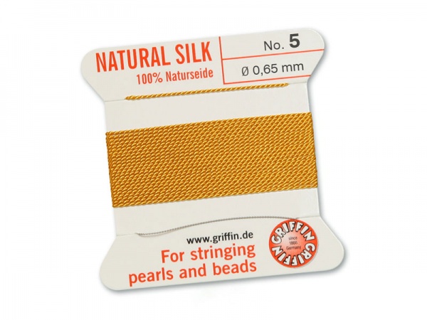 Griffin Silk Beading Thread & Needle ~ Size 5 ~ Amber