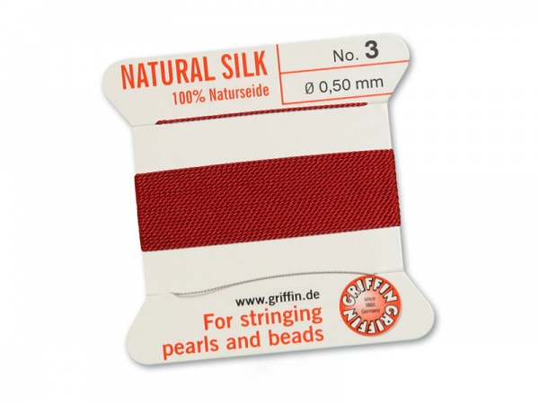 Griffin Silk Beading Thread & Needle ~ Size 3 ~ Garnet