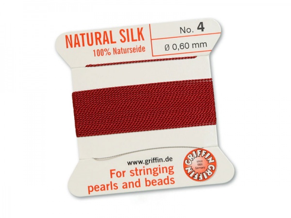 Griffin Silk Beading Thread & Needle ~ Size 4 ~ Garnet