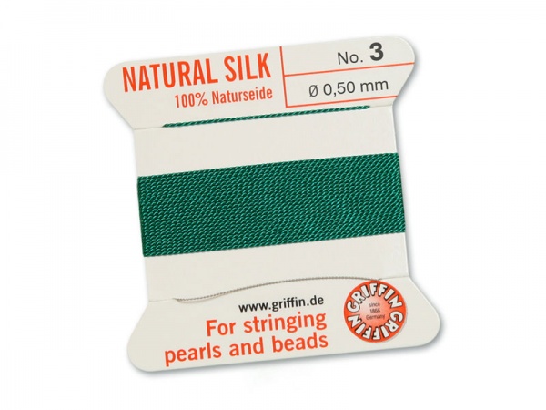 Griffin Silk Beading Thread & Needle ~ Size 3 ~ Green