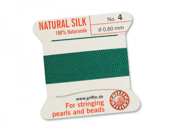 Griffin Silk Beading Thread & Needle ~ Size 4 ~ Green