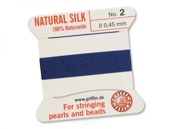 Griffin Silk Beading Thread & Needle ~ Size 2 ~ Dark Blue