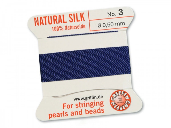Griffin Silk Beading Thread & Needle ~ Size 3 ~ Dark Blue