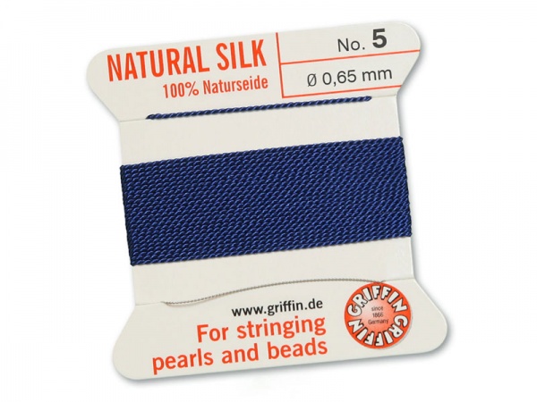 Griffin Silk Beading Thread & Needle ~ Size 5 ~ Dark Blue
