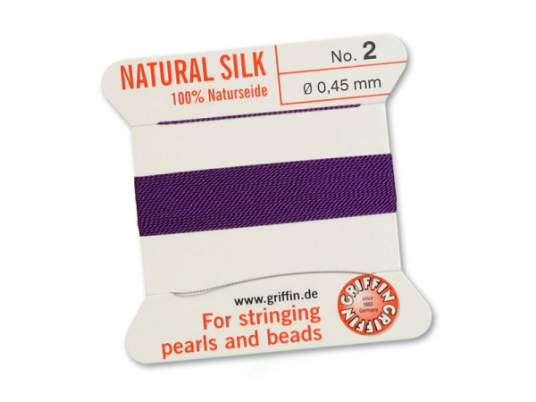 Griffin Silk Beading Thread & Needle ~ Size 2 ~ Amethyst
