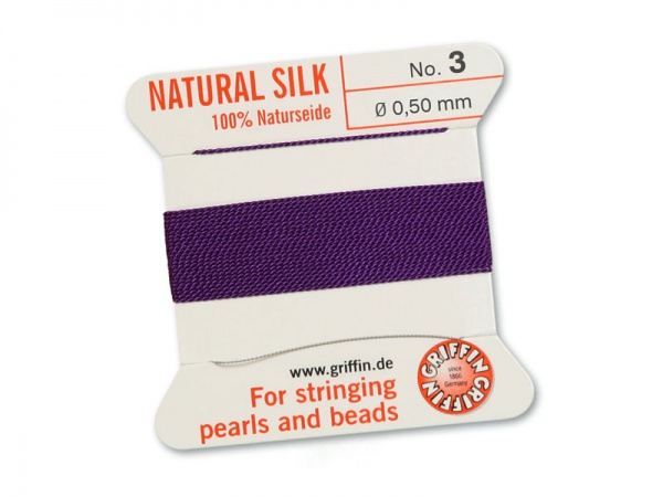 Griffin Silk Beading Thread & Needle ~ Size 3 ~ Amethyst