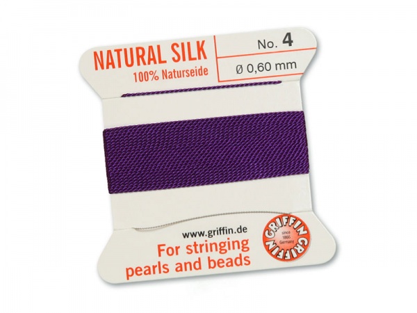 Griffin Silk Beading Thread & Needle ~ Size 4 ~ Amethyst