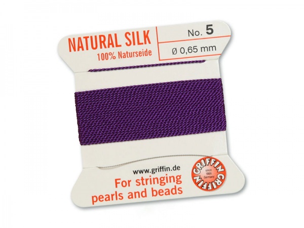 Griffin Silk Beading Thread & Needle ~ Size 5 ~ Amethyst